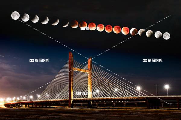金河大桥红月亮